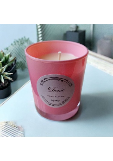 Denic Kokulu Mum Pembe Cam Bardak Mayy Wayy 9*7 Çap