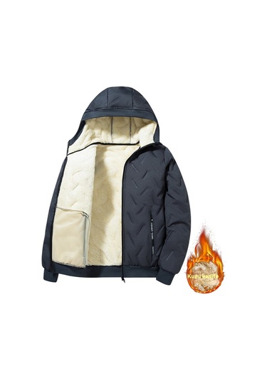 Erkekler İçin Kışlık Polar Astarlı Ve Kalınlaştırılmış Kuzu Yünü Pamuklu Ceket Gri