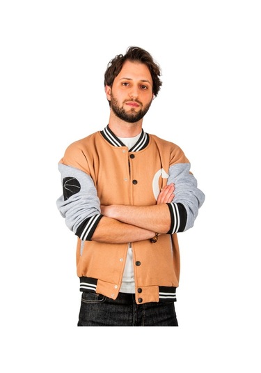 Deepsea Erkek Kahve - Gri Çıtçıtlı Kolej Mont 2304761 Kahverengi - Gri