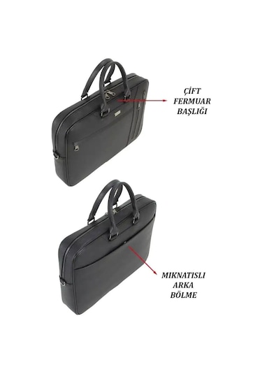 Case Club 2208-5 Laptop Evrak Çantası Büyük Boy 17.3 İnç El Omuz Çantası Siyah