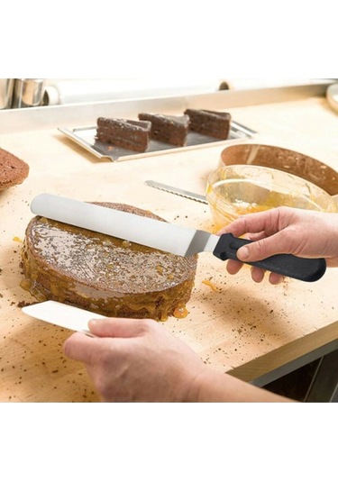 Periboia Eğik Pasta Sıvama Spatulası Metal 33 Cm Beyaz