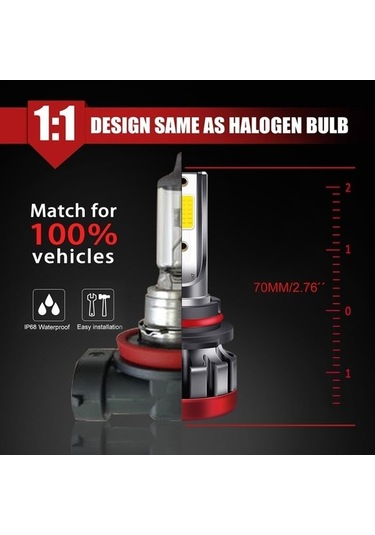 Ulzyvf Yüksek Su Sis Sarı, Reedark 3000 Lümen, Led Ip68 Su Geçirmez Far Ampulü 9006/hb4 30w 3000k 2 Adet