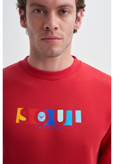 Cazador 3 İplik Şardonlu Sweatshirt 5161 Kırmızı Kırmızı