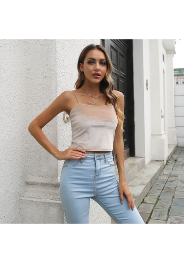 Haki Gmxıa Kadın Modası Günlük Düz Renk Baskı Kolsuz Kare Yaka Bluzlar Ve Gömlekler