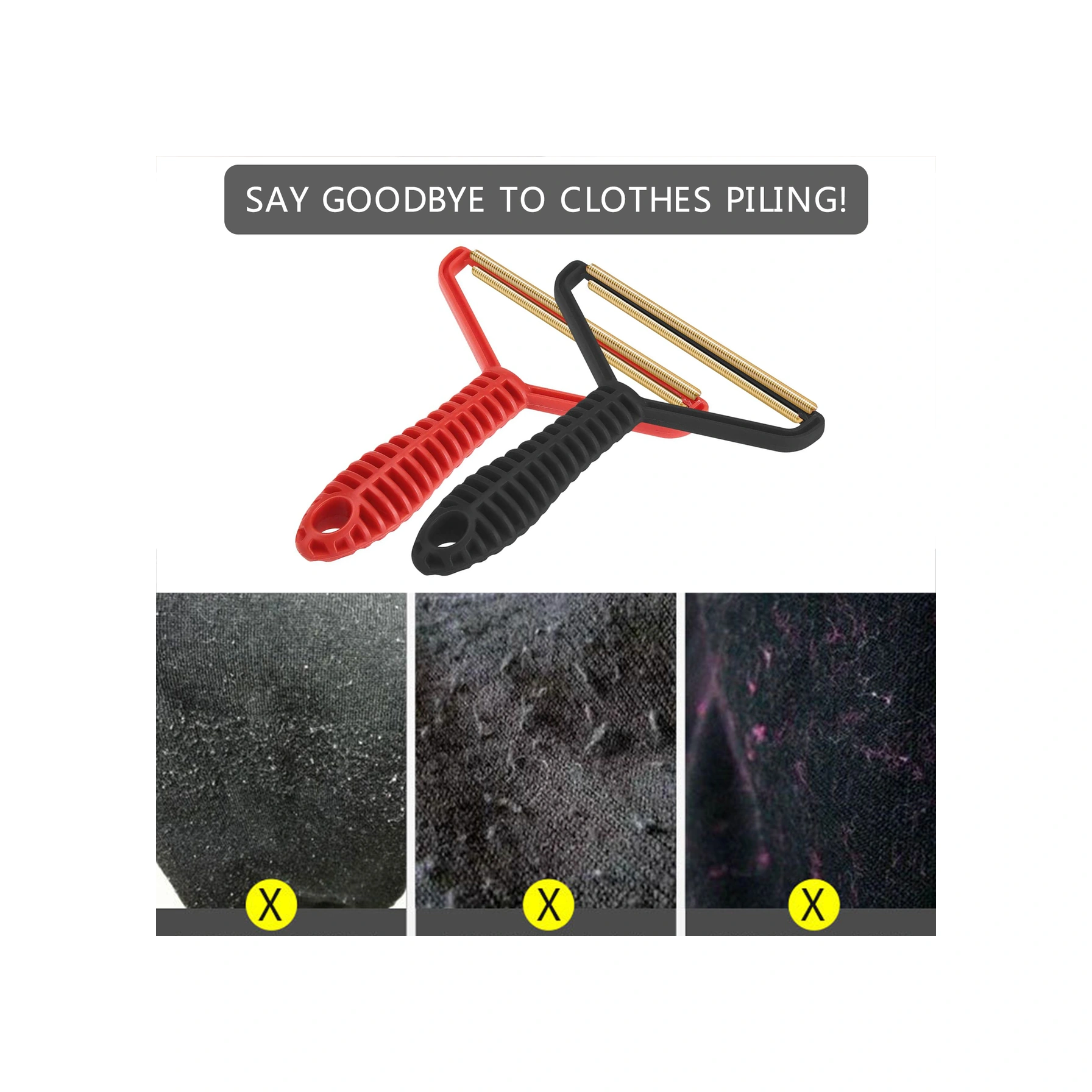 Youmex Kumaş Takırtı Ve Tüy Temizleyici, Manüel Bakır Bıçaklı, Ergonomik Kollü, 2 Adet Kırmızı Paket, Cashmere Ve Triko İçin Uygun Kırmızı