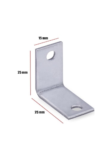 Metal L Gönye Köşe Bağlantısı 15x25x25x2mm 10 Lu Gri