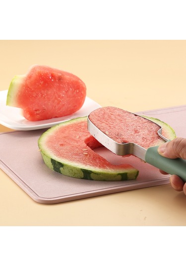 Cbtx 3'ü 1 Arada Karpuz Aletleri Paslanmaz Çelik Karpuz Popsicle Kesici Meyve Dilimleme Soyucu Bıçak Çatal Bej