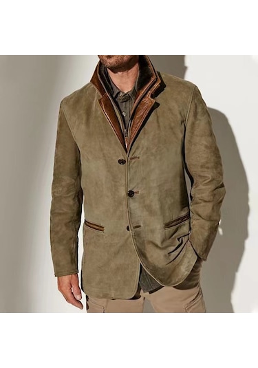 Yeni İş Kıyafetleri Retro Amerikan Günlük Ceket - Koyu Kahverengi Koyu Kahverengi