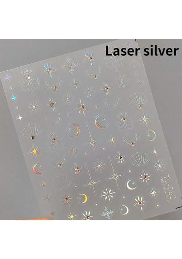 Yıldız Ay Aşk Kalp Kolye Kavisli Çizgi Ark Sıcak Damgalama Retro 5d Nail Art Etiketler Dekorasyon Yapışkanlı Manikür Çıkartmaları Dıy Grimsi Kahverengi