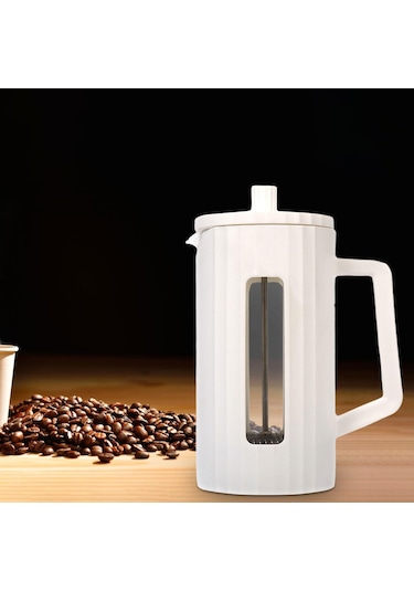 Suntek Fransız Presleme Cezve Kahve Su Isıtıcısı Beyaz-600ml Beyaz