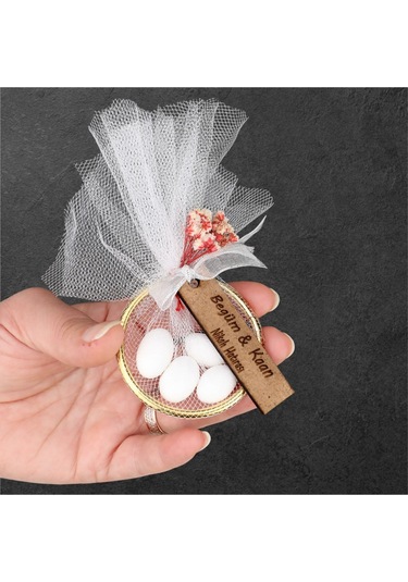 Söz, Nişan, Düğün İçin 10 Lu Nikah Şekerli Halka Hediye Seti