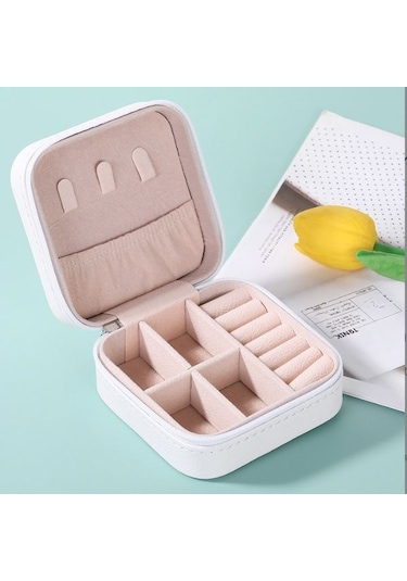 Chavin St1-64by Deri Seyahat Takı Kutusu Beyaz