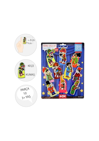 Tox Karagöz . Hacivat 10 Parça Parmak Kukla Set T224