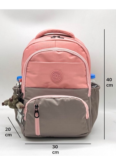 İlk Okul Çantası 3'lü Seti Unisex Çocuk İlkokul Çantası Bvt-8010 Pudra-vizon Pudra-taba