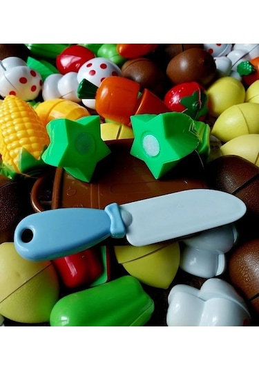 Meyve Sebze Kesilen Oyuncak Mutfak Karışık 24 Parça Kivi Havuç Li