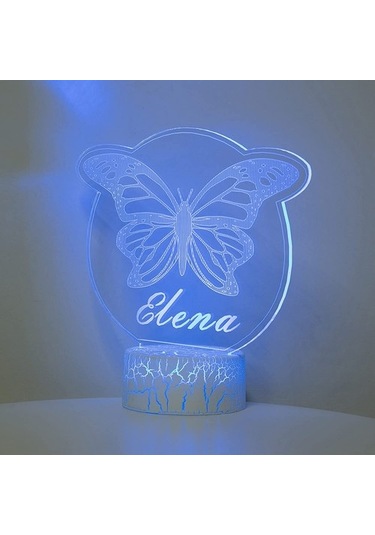 Wealthglow Kişiselleştirilmiş Kelebek Gece Lambası Özel Isim Akrilik Led Cen4u7 Siyah