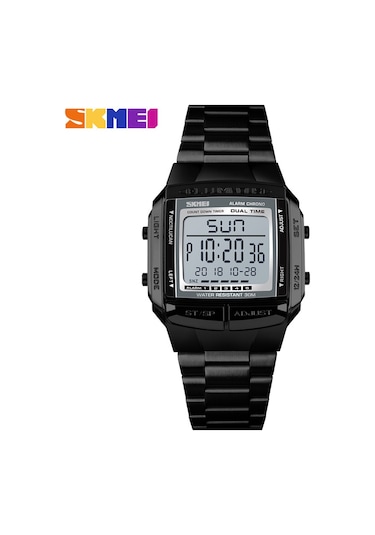 Gümüş Skmeı Spor Saat Erkekler Dijital Saat Elektronik Erkek Saatler Top Marka Lüks Su Geçirmez Erkek Izle Siyah