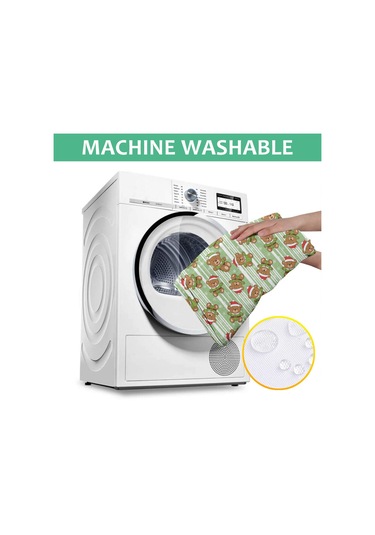 Noel Desenli Dikdörtgen Masa Örtüsü 60x84 İnç, Su Geçirmez Ve Leke Tutmaz Noel Ayı Çizgili