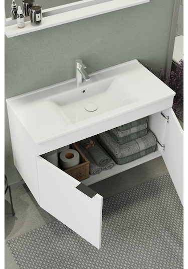 Biani Fix Arya 100 Cm Banyo Dolabı,Seramik Lavabolu, Aynalı,Lavabo Dahil,Mdf,Mat Beyaz Biani Fix Arya 100 Cm Banyo Dolabı,Seramik Lavabolu, Aynalı,Lavabo Dahil,Mdf,Mat Beyaz