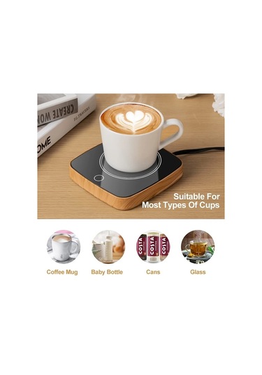 Willowhaven Ahşap Desenli 3 Sıcaklık Ayarlı Akıllı Isıtıcılı Kahve Termosu