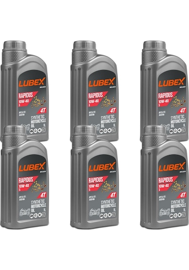 Lubex Rapidus S 10W-40 1 L 4 Zamanlı Motosiklet Yağı (6 Adet)