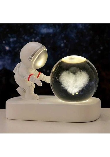 Fastbuy Sevgili Astronot Kozmik Küre Masa Lambası, Love Cloud, Usb Şeffaf Cam Gece Işığı, Ev Ofis Dekoru, Ahşap Hediye, Astro Ahşap