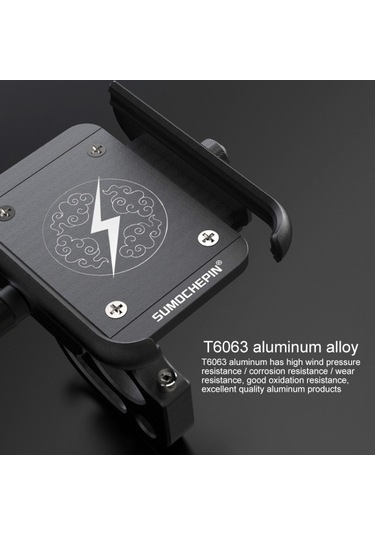 Sones Kancalı Motosiklet Alüminyum Alaşımlı Cep Telefonu Braketi, 4-6,5 İnç Telefonlar İçin Uygun Siyah