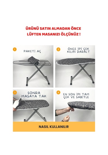 Beylini Ütü Masası Kılıfı Örtüsü Bezi, Keçeli Süngerli Lastikli Y