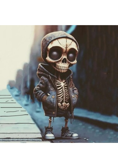 Gri Serin İskelet Figürleri Cadılar Bayramı İskelet Bebek Süslemesi A
