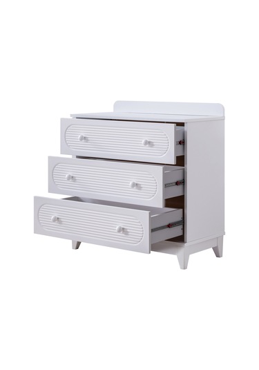 Antalya Çocuk Odası Takımı, Antalya Yavrulu Karyola, Berlin 3 Kapaklı Dolap, Şifonyer - Beyaz Renkli