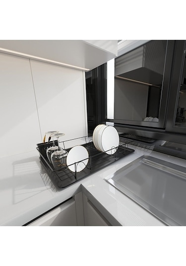 Suntel Mat Siyah Tek Katlı Bulaşıklık Tabaklık Diğer