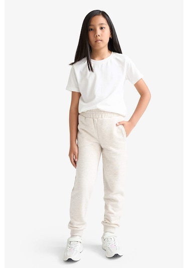 Defacto Kız Çocuk Standart Fit Basic Düz Beli Lastikli Jogger Eşofman Altı Y1226a625aubg667 Bej