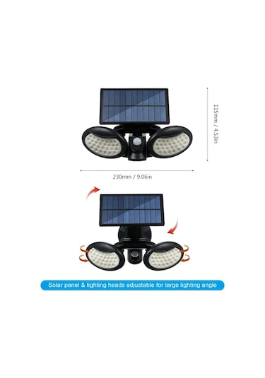Tongxida Türkçe Güneş Enerjili Duvar Lambası, 3 Modlu, 6500k Beyaz Işık, Hareket Sensörlü, Ip65, Lt-56 Modeli Beyaz