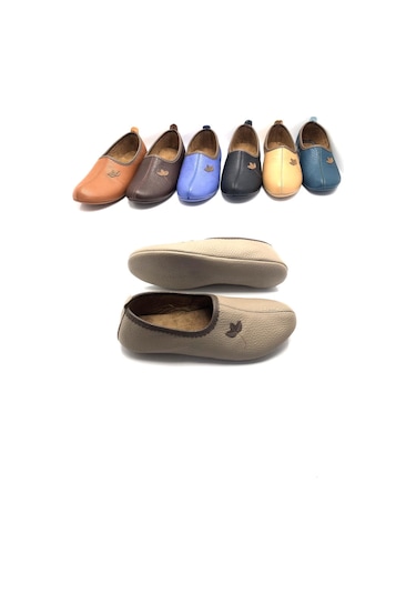 Deritarz Hakiki Deri Hac Umre Tavaf Patiği Ve Ev Ayakkabısı Bej