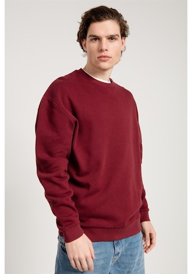 Jahr Marc Oversize Asit Yıkamalı Bordo Erkek Sweatshirt Bordo