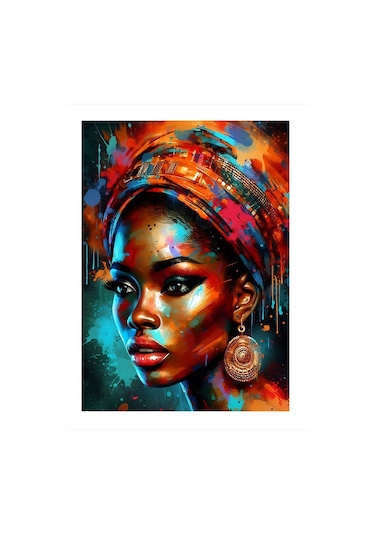 Etnik Ve Renkli Kadın Portresi Desenli Mdf Tablo 35cm X50cm