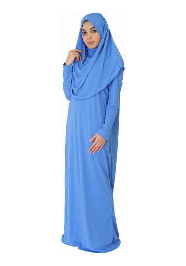 Açık Gök Mavisi Fermuarsız Namaz Elbisesi