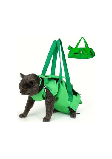 Fochsia Parlak Yeşil Nylon Kedi Sırt Çantası - Ayarlanabilir Ve Katlanır Kedi Taşıma Askısı, Sarı L 6.61-13.23 Lb