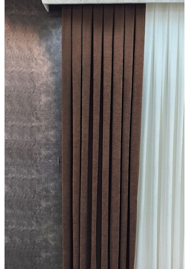 Mosso Fon Perde Düz Renk Kahverengi