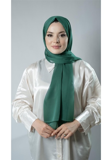 Zümrüt Düz Klasik Şal Şifon Kumaş Janjan Abiye 202108 37 Zümrüt
