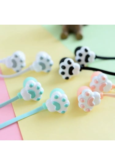 Yaratıcı Kedi Pençesi Kulak İçi Kulaklıklar Sevimli Kız Kulaklıkları Güzel Saklama Kutusu Öğrenci Çizgi Film Kulaklıkları Pembe -