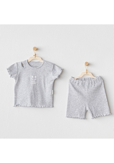 Andywawa Kız Bebek Takım 2 Parça Set Basic Ac25900 Grimelanj Gri Melanj