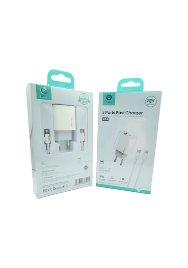 Dvıp N35 Type-c To Lightning 2.4a Kablolu Hızlı Şarj Aleti Set Beyaz