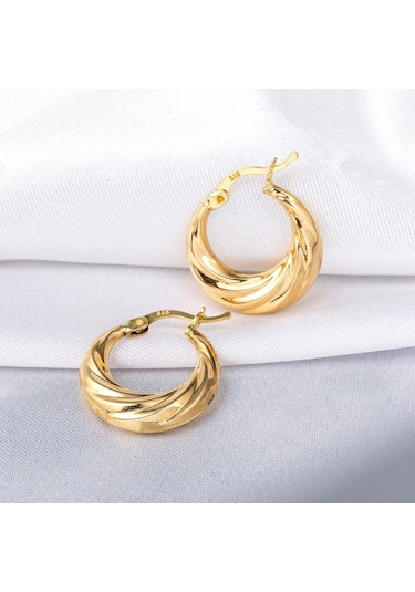 Taşsız 14 Ayar Altın Halka Küpe DLM119