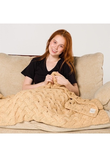 Serenita Saç Örgü Triko Tv Battaniyesi Throw Koltuk Şalı (538861582)-110X160