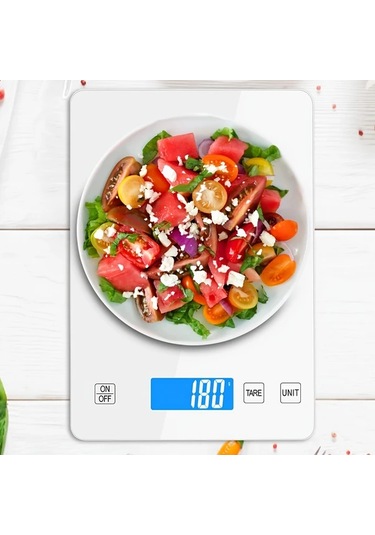 Dashanshop Dijital Mutfak Terazisi 15kg 1g Beyaz Usb Şarjlı Meyve Sebze Tartısı -