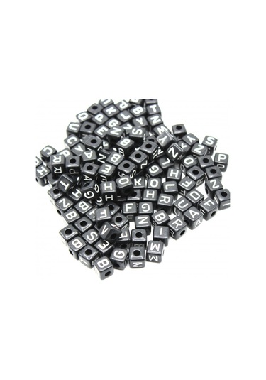 Harf Boncuk Akrilik Küp 10 Mm 250 Gr Siyah Beyaz