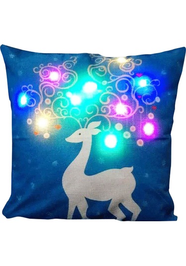 Qingmipy Noel Aydınlatmalı Aynaklı Kumaş Yastık Kılıfı - 10 Led Işıklı, Yeşil Malzeme, 45x45 Cm, Pil Gerektirir Pil Yok Diğer