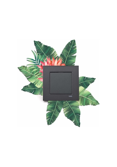 Cajuart Dekoratif Yeşil Çiçek Desenli Ahşap Priz Anahtar Sticker Dekor