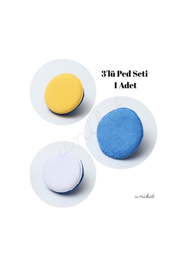 3'lü Cila Uygulama Süngeri Seti Tutma Aparatlı, Uygulama Pedi Dahil 1 Adet